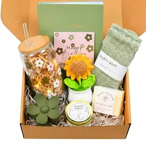 Birthday Gifts for Women, Sunflower Sending Sunshine Care Package, Self Care Gift Baskets for Her, Mom, Wife, Bestie, Sister, Relaxing Spa Gifts for Teen Girls, Coworker, Thinking of You Gift