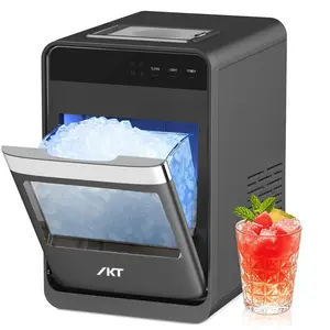 IKT Nugget Ice Maker Countertop,33LBS/24H Ice Machine, Portable Soft Chewable Sonic Ice Maker with Self-Cleaning,Touch Panel, Ice Basket & Night Light for Home,Kitchen&Offic