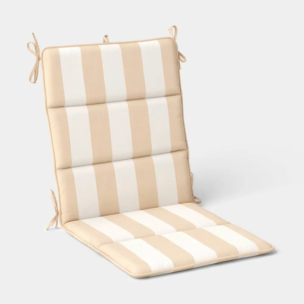 21"x43" Thick Stripe Chair Cushion Khaki - Room Essentials