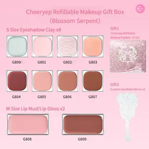 CHEERYEP Customizable Eyeshadow Palette Gift Set for Valentine‘s Day - Perfect Makeup Gift for Anniversary Gift– Cbeautymall Eyeshadow Palette Makeup Cream makeup bundle box, Brush Lipgloss Mirror makeup set kit Storage