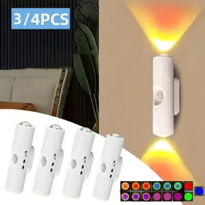 USB Rechargeable LED Motion Sensor Night Light, Ultra-Thin Induction Magnetic Wall Lamp, RGB Cabinet Lighting for Hallways, Storage, Corridor, Closets, Kitchens, Bathrooms - Energy-Efficient, Perfect Gift for Holidays