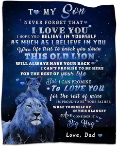 Son Blanket from Dad, Son Lion Blanket, Son Gifts, Son Gifts from Dad, Father to Son Gifts, Dad to Son, to My Son from Dad, for My Son Birthday Super Soft Throw Blanket Home Bedroom Decor
