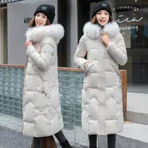 New Women's Casual Winter Long Puffer Jacket Warm Down Coat with Loose Hood and Shearling Leather Plus Size Cashmere Lining