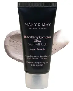 Mary&May Vegan Blackberry Complex Glow Wash Off Mask - Blackhead Care, Pore Clearing, Anti Aging Clay Mask - Bright and Glow Skin - Korean Skincare, 1.01oz.