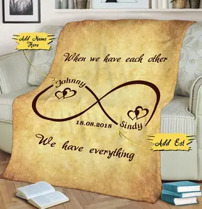 Customized Couples Infinity Blanket, Personalized Blanket For Wife, Couples Fleece Blanket, Gift For Birthday, Anniversary, Gift From Hubby