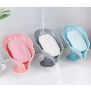 Soap Dishes for Bar Soap, Modern Suction Cup Soap Dish, Wall Mounted Bathroom Soap Holder with Drainage, Plastic Organizer for Shower, Soap Dish, Soap Dish with Drainage