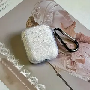 Glitter Transparent Earphone Case with Keychain, Durable Plastic Protective Cover for AirPods 1/2 & New 3rd Gen 4th Gen, Sleek, Shockproof Design Ideal for Men & Women, Audio, Protection, Headphone Accessories