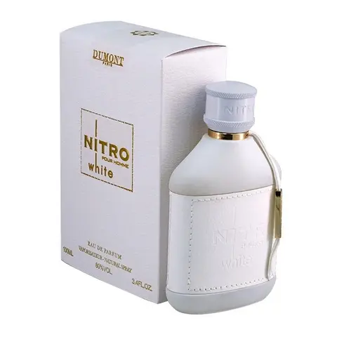 Dumont Nitro White Regular Edition Men's EDP Liquid Fragrance Perfume - Woody Amber Scent, Juniper Berries, Cypress Iris, Leather Musk, Honey, Alcohol-Based, Long-Lasting, 3.4 fl oz (3-3.9 fl oz Range) for Adults