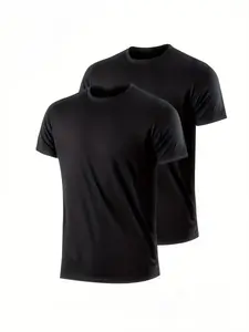 Men's Quick-Dry Ultra-Thin Short Sleeve Running Shirt 2-Pack, Fashion Casual Fitness Workout Clothes, Breathable Sports T-Shirt for Gym and Outdoor Activities