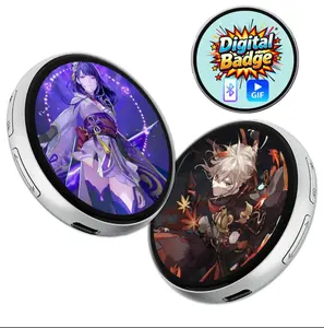 Digital badge, Photos, Videos, GIFs, display screen Touchscreen, lightweight, 500mAh battery Long battery life, portable, multi-functional 2D animation and games Merchandise and collectibles, gifts for men and women