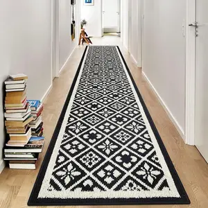 Runner Rugs for Hallways 2x10ft Heavy-Duty Durable Entryway Floor Mat with Non Slip Rubber Backing for Busy Traffic Extended Indoor Doormat Machine Washable Kitchen Throw Rug(Black)