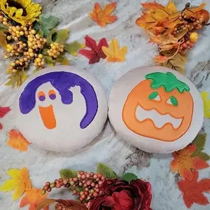 Kawaii Halloween Sugar Cookie Pillow |10 inch Pumpkin, Black Cat & Ghost | Break & Bake Cookie Decor