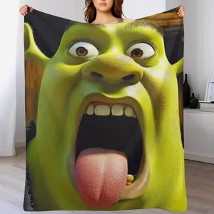Cozy Anime Shrek Fleece Blanket - Therapeutic Weighted Cartoon Throw | Anti-Shrink & Wrinkle-Free Design, Quick Dry & Machine Washable