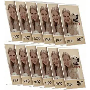 12 Pack 5x7 Clear Acrylic Photo Frames, Self Standing Display Stands, Reusable Picture Frames for Wall or Tabletop, Lightweight Shatterproof Frame Set, Versatile Home Office Decor Artwork