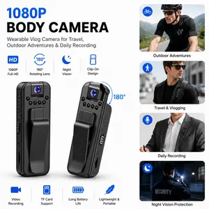 1080P Body Camera, Wearable Vlog Camera with Night Vision, 180° Rotating Lens, Portable Mini Camera for Travel, Outdoor Adventures, Daily Recording & Hands-Free Use#SummerVibes