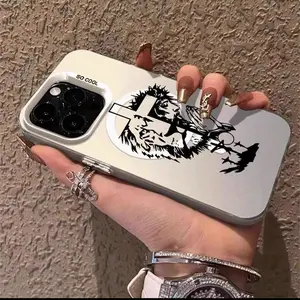 Cross aesthetic Jesus Christ pattern anti-drop lens protection phone case, magnetic wireless charging phone case for iPhone 15 pro max 16 14 plus 13 12 11 Promax X XS Max xsmax-suitable for gifts MagSafe