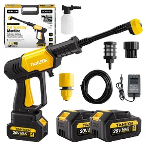 Cordless Portable Pressure Washer with 2 Batteries, 1100 PSI Battery Powered Power Washer with Brushless Motor, 6-in-1 Nozzle & 3 Adjustable Pressure Levels, Handheld Portable Washer for Car, Home, Patio, Driveway, Fence & Garden Cleaning