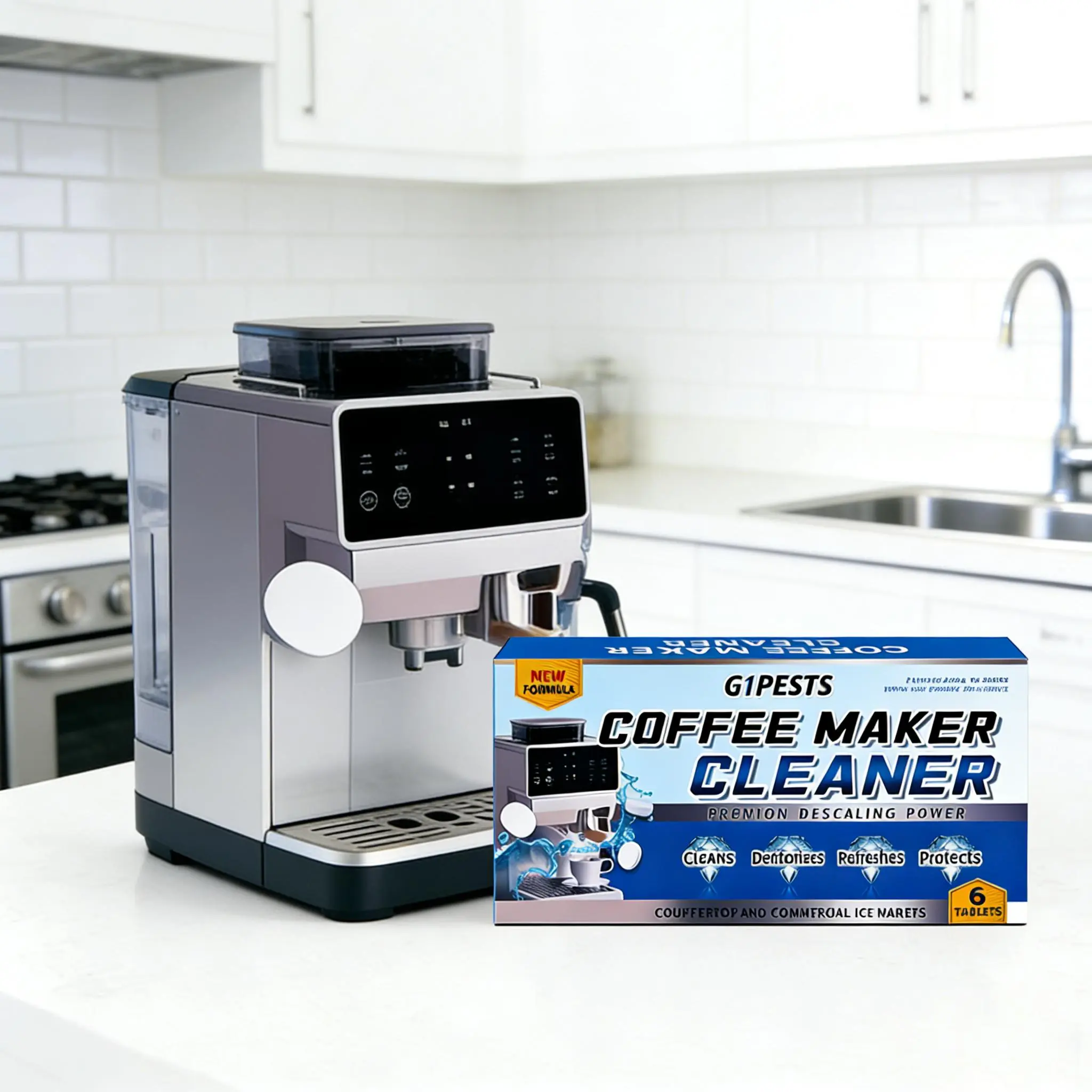 Coffee Machine Cleaner Descaler Tablets - 6 Pack, Deep Cleaning for Drip Coffee & Espresso Makers, Multi-Use Home Care Tabs for Ice Machines & Sneaker Stain Removal