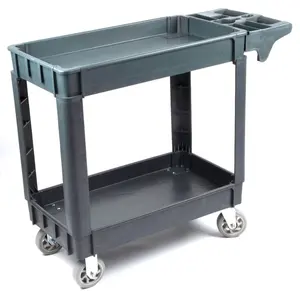 SC2500 Heavy Duty Rolling Utility Service Cart for Warehouse/Garage/Restaurants/Offices, HDPE Shelves, 5" Caster Wheels