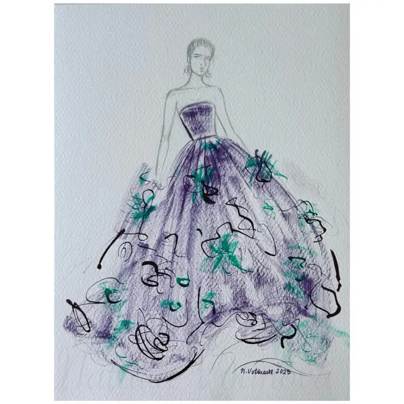 Ink Fashion Illustration by Natalia Votinova 9x12 - Original Artwork – Signed