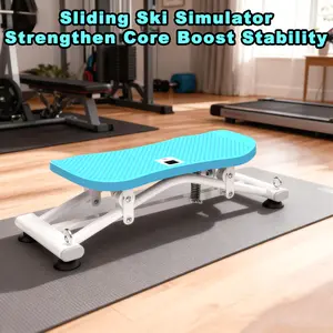 Resistance band sled skiing simulator — indoor home fitness ski equipment featuring resistance bands and a non-slip base; an all-body cardio trainer for core, leg, and arm workouts