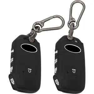 2 Pack for Kia Key Fob Cover with Keychain, 5 Buttons Silicone Rubber Key Fob Case Compatible with Cerato Ceed Forte NIRO Sorento Seltos Soul Telluride K5 Sportage EV6 Stinger Car Key Cover