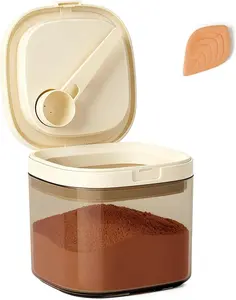 Airtight Brown Sugar Container with Clay Disc - 0.84 Qt (800 ml) Glass Jar, Moisture Proof Storage Keeps Sugar Soft - Includes 1 Clay Disc & Spoon for Flour, Coffee, Dry Food, Sugar