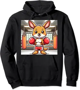 Kawaii Boxer Kangaroo With Boxing Gloves Pullover Hoodie - Kevincifuen Shop 73B0CQX73P66