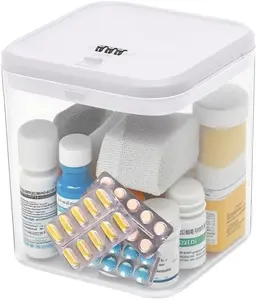 Clear Lockable Storage Box with Combination Lock - Heavy Duty ,,Snack & Electronics Organizer Jar,Childproof Phone Jail,Gaming Device Lockbox Container Tank,Self Control Prize Bin (White)
