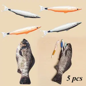 1pc Creative Novelty Fish-Shaped Pencil Case, Stationery Pouch, and 4 Cute Fish Pens, Fun and Cute School Supplies Organizer for Students