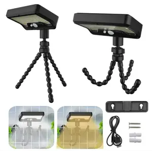 Clamp-on Solar Light Outdoor with Octopus Tripod, 3 Color Temperatures and Remote Control, Motion Sensor Fence Light Solar Powered, IP65 Waterproof Secht, Suitable for Outdoor, Deck, Gutters, Camping