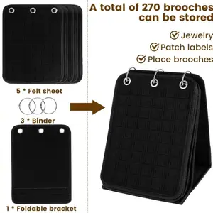 Large Capacity Felt Pin Display Stand - 270pcs Capacity, Foldable Enamel Badge Organizer for Jewelry, Earrings, Necklaces, and Shiny Collectibles, Portable Storage Box with Multiple Compartments, Jewelry Organizer Storage, Jewelry Tower