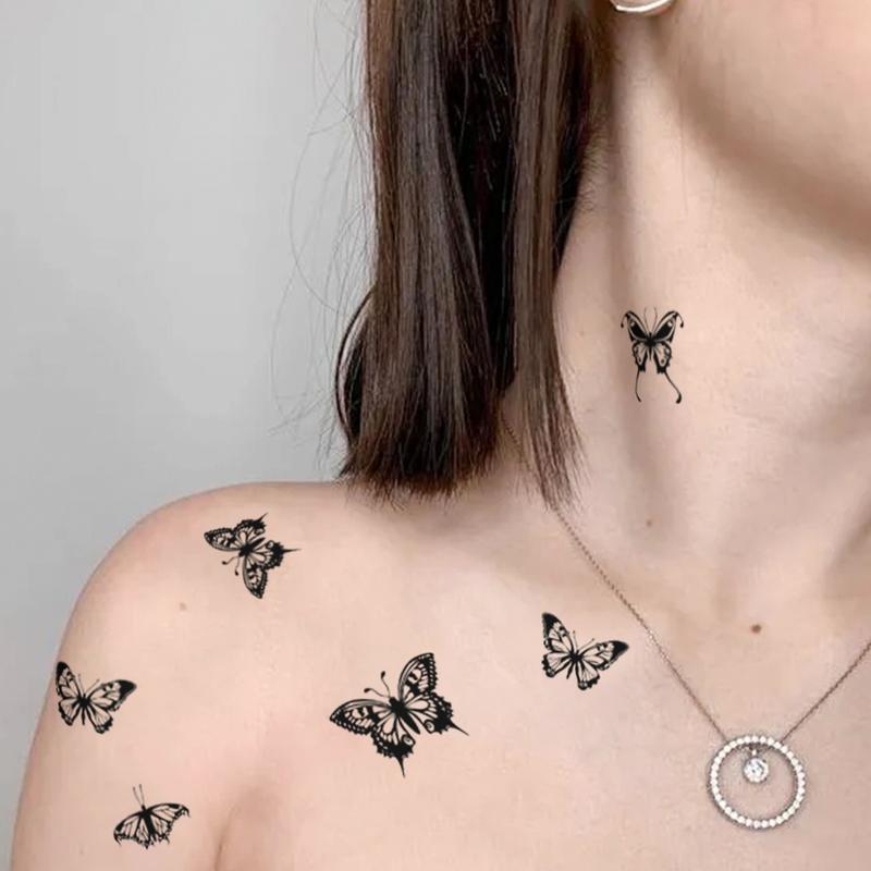 Butterfly, Moon, And Planet Waterproof Temporary Tattoo Stickers,Body Art Fake Tattoos For Men And Women, Suitable For Arms, Legs, Shoulders, And Waist,Perfect For Festivals, Parties, Gifts, Holidays, And Valentine'S Day.