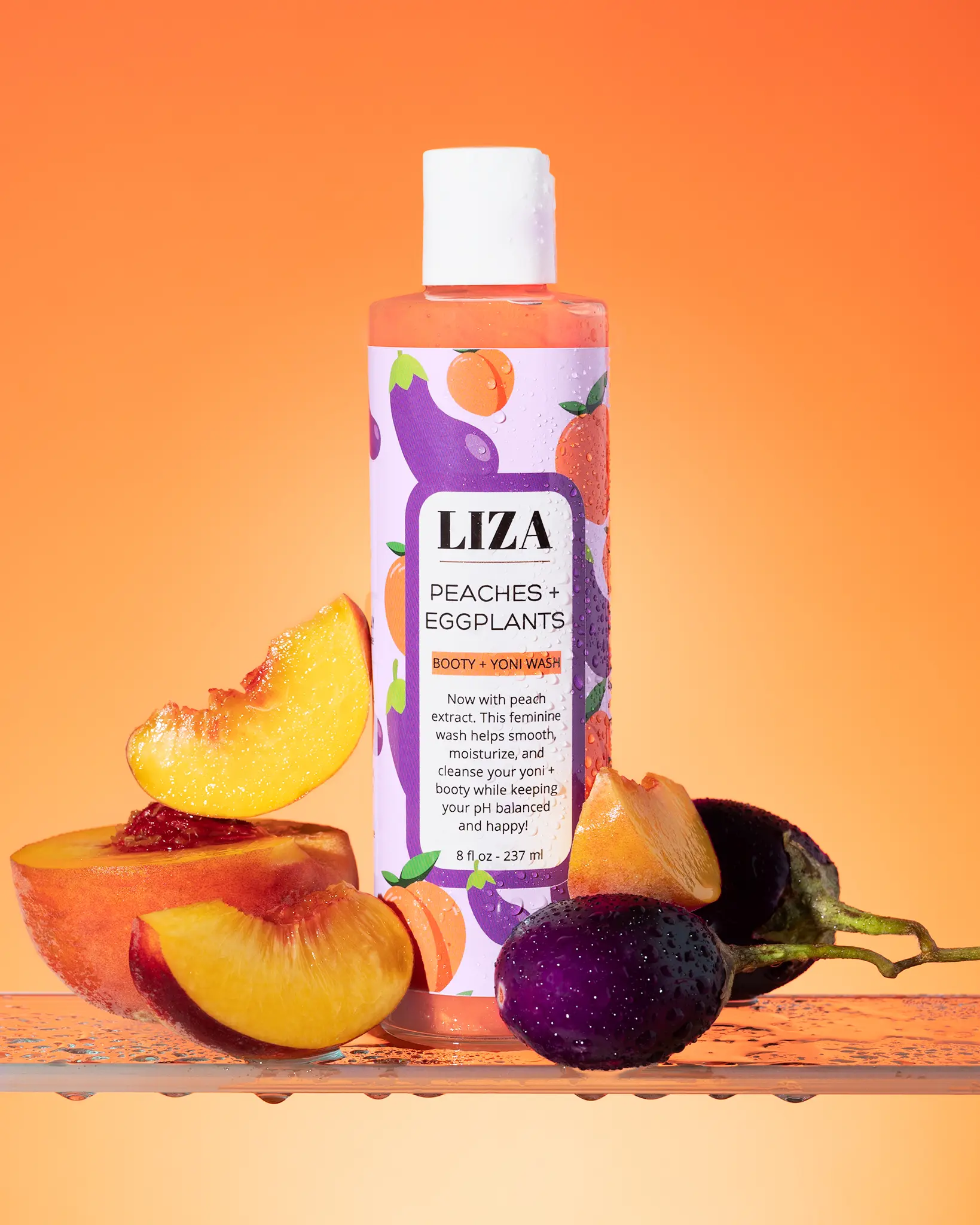 LIZA Peache Full Body Wash - Gentle Cleanser with Hydrating Oils for Soft Smooth Skin - Peach Scent - 8 oz
