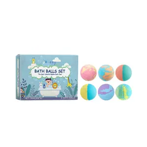 Wileeey Moisturizing Bubble Bath for Kids Botanical Floral Scent Gentle Cleansing 6 pcs Box Kids Bath Bombs Gift Set