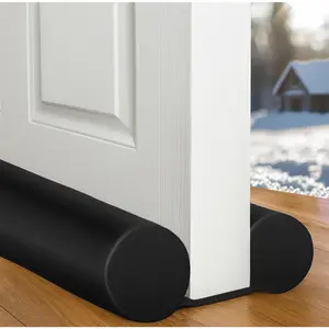 Under Door Draft Stopper for Bottom of Doors 38" Black Door Blocker Noise ReducerLight Cold Air Guard Breeze Sound Proof Door Sweep Weather Stripping Door Seal Insulation Strip Gap Filler