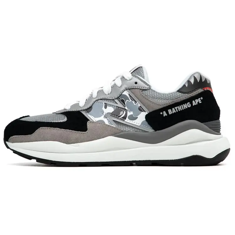 Men's New Balance x BAPE 57/40 'Grey' Collab Sneaker - Round Toe, Low Top, Lace-Up, Logo Patch, Style M5740BAP, Regular, All Seasons, Variant Selected, US M9/EUR 42.5, Sporty Chic Casual Trainers