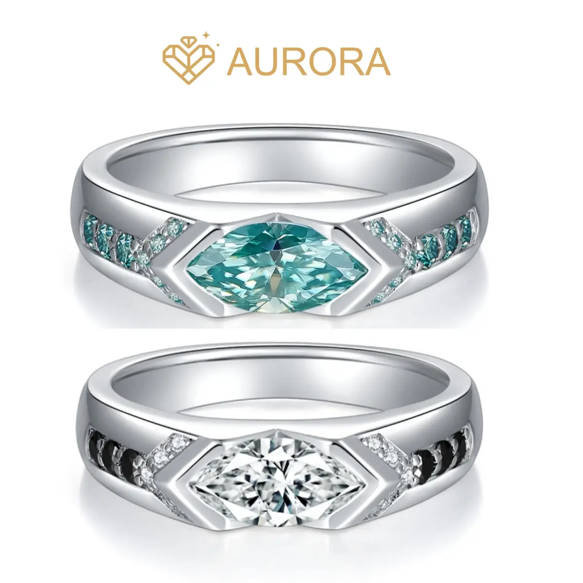 【#29 Eye of Horus】Full Moissanite main stone and side stone rings Moissanite ring with 925 sterling silver Synthetic Moissanite