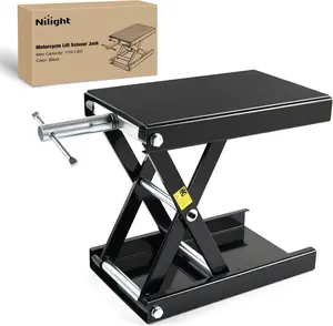 Nilight 1100 LBS Steel Scissor Jack, 3.4"-14.2" Hoist with Wide Deck, Crank Handle Included, Automotive Garage Repair Tool, Motorcycle Equipment for ATVs & Dirt Bikes, Black