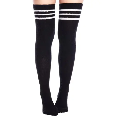 Women Thigh High Socks Extra Long Warm Knit Over Knee High Boot Stockings Striped Thigh Highs Leg Warmers