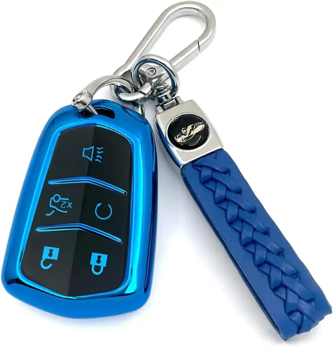 Key Cover + Sheepskin Metal Key Chain (Blue)
