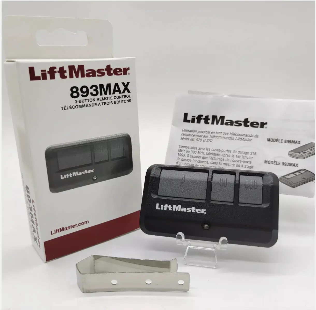 893MAX 3-Button LiftMaster Visor Remote Control Garage Door Opener. Compatible with LiftMaster, Chamberlain,Craftsman Compact visor-clip design, controls up to 3 garage doors or gates, easy programming, reliable performance and long-range operation