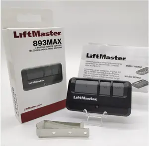 893MAX 3-Button LiftMaster Visor Remote Control Garage Door Opener. Compatible with LiftMaster, Chamberlain,Craftsman Compact visor-clip design, controls up to 3 garage doors or gates, easy programming, reliable performance and long-range operation