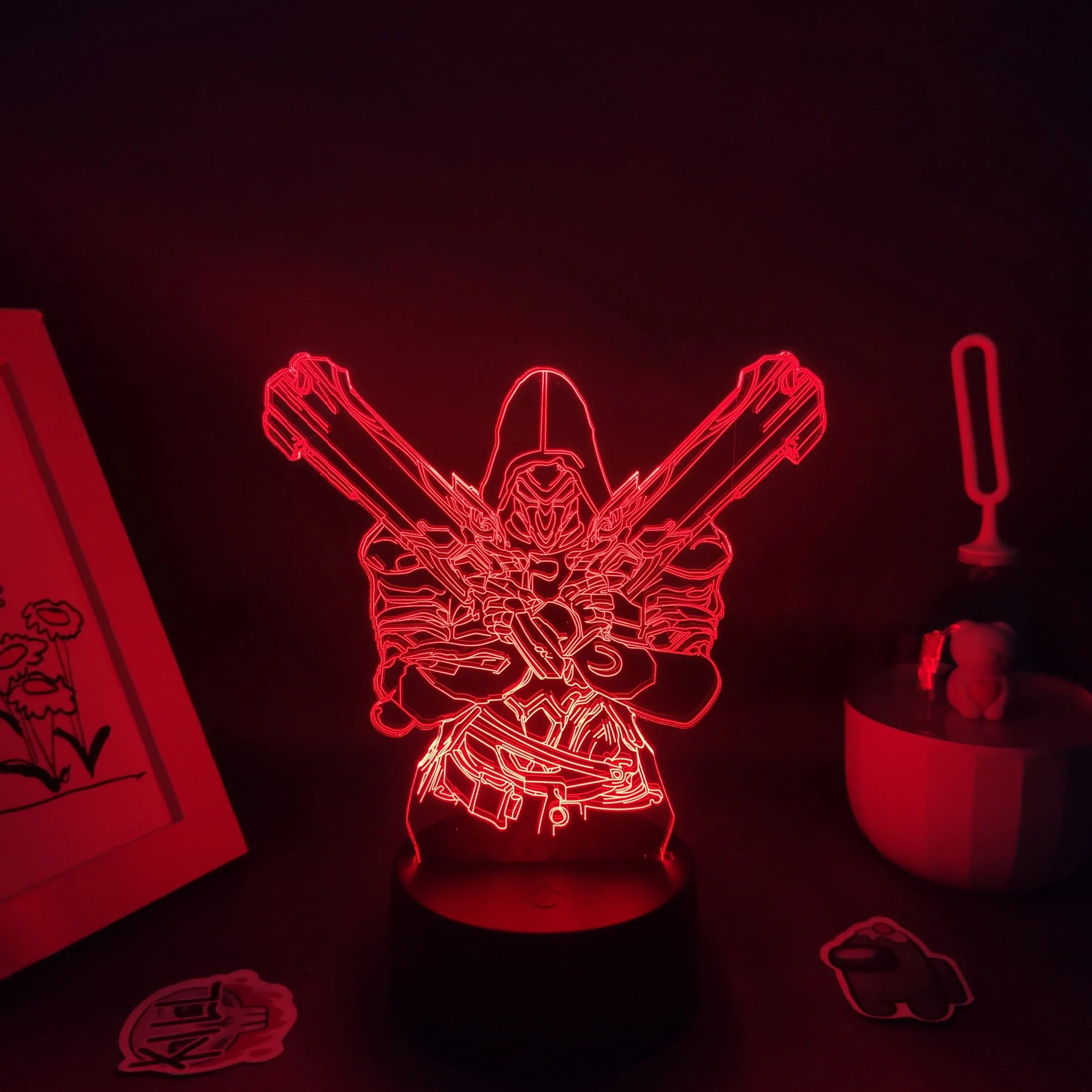 Overwatch OW Reaper Gabriel Reyes LED Lamp - CE, CCC, GS Certified Custolights Cartoon Night Light for Kids' Bedroom Bedside Holiday Decor