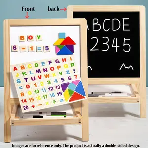 Foldable Double-Sided Magnetic Whiteboard and Blackboard Set, Includes Markers, Eraser, Colorful Chalk, and 26 Magnetic Letters, Perfect for Kids Learning and Family Interaction, Writing Board