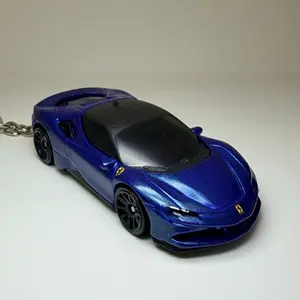 Ferrari SF90 Stradale Blue Mini Keychain Keyring Accessories Supercar Charm Collectible Toy