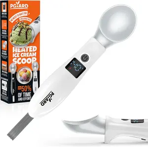 PGYARD Heated Ice Cream Scoop - Two Warming Modes, Ergonomic Handle, Anti-Freeze Ice Cream Scooper Spoon for Gelato, Sorbet, Cookie Dough, Melon, Frozen Yogurt Summer Party- Dishwasher Safe