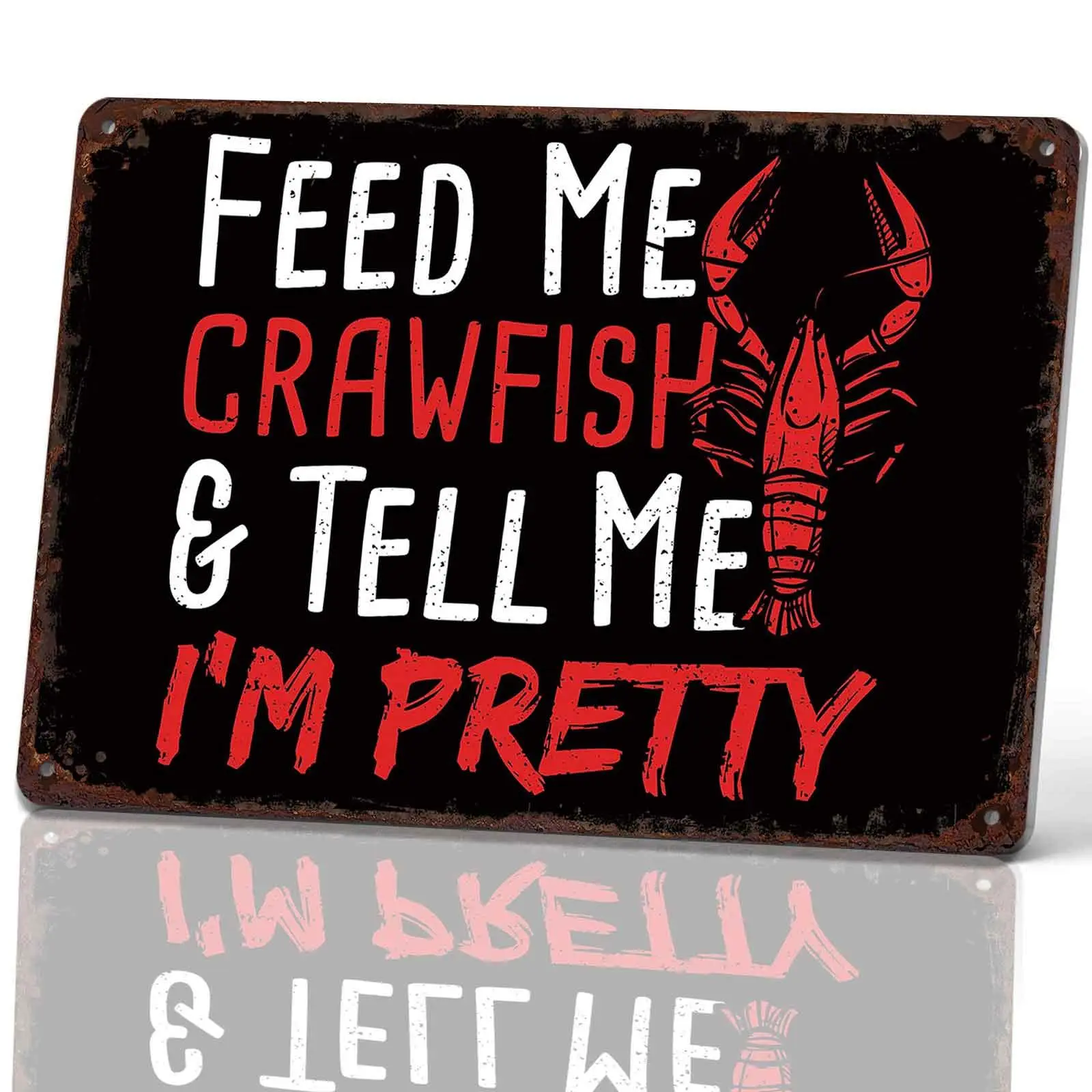 Lightweight Aluminium Crawfish Metal Tin Sign - 8x12 in Mountable Decorative Wall Plaque, Retro Home Decor for Home Bar, Funny Gift for Crawfish Lovers