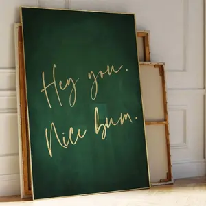 Green and Gold Nice Bum Print, Emerald Green Bedroom Wall Art, Modern Typography Decor W