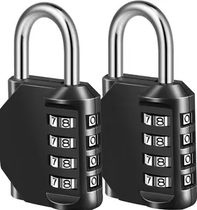 2-Pack Resettable 4-Digit Combination Padlocks, Side Window Design for Lockers, Gym Fences, Toolbox Storage Cases